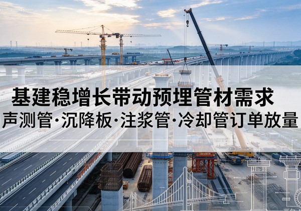 马鞍山基建稳增长带动预埋监测管材需求，声测管、沉降板、注浆管订单持续放量
